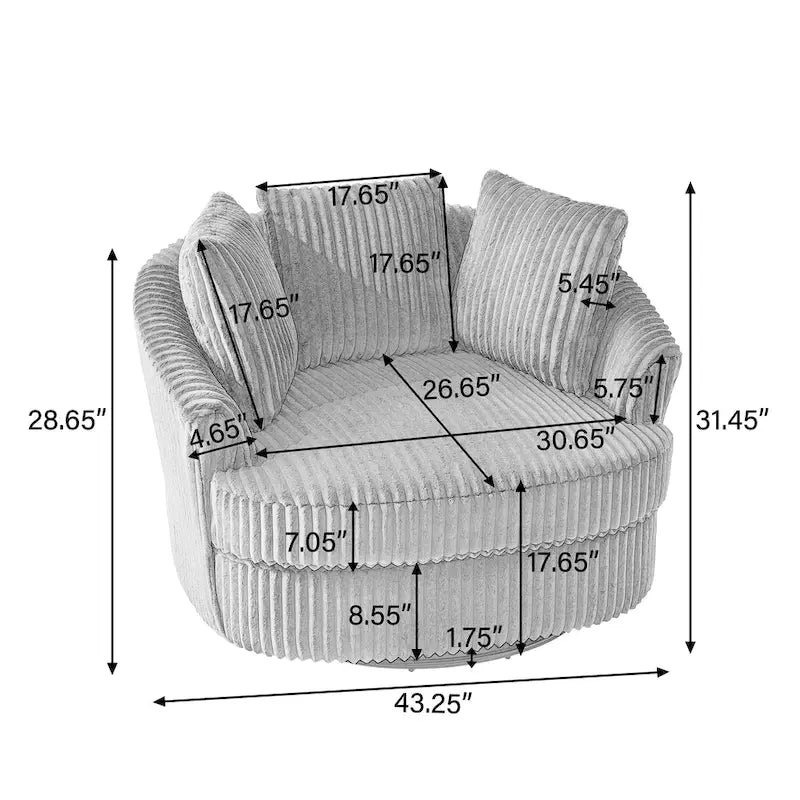 DREAMSIDEA 2 Set Recessed Arm Slipcovered Swivel Barrel Chair 5