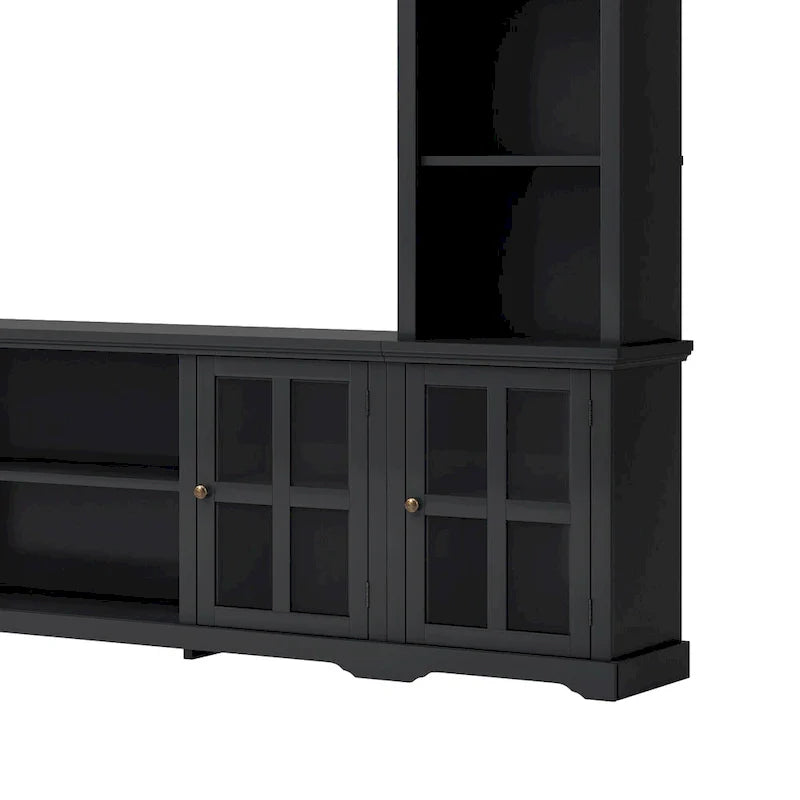 Entertainment Wall Unit with Bridge, Tempered Glass Doors for TVs Up to 70 41