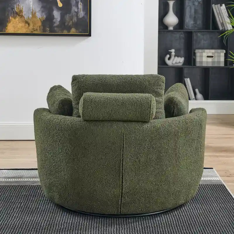 Oversized Swivel Cuddle Barrel Chair with moon storage ottoman 10