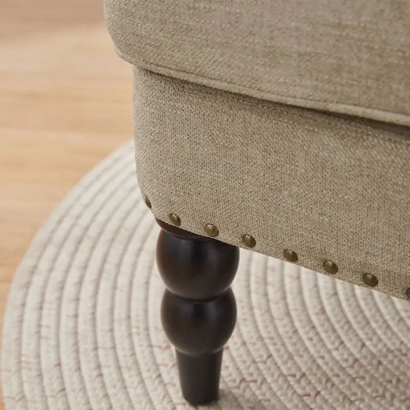 Set of 2 Arm Chair Upholstered Button Tufted Accent Chair with Lumbar Pillow Beige/ Grey/ Light Blue 40