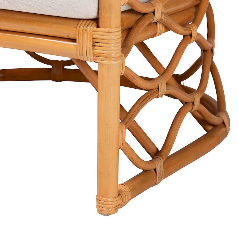 Poltrona Acelynn in Rattan Chiaro Miele Stile Bohemien 8
