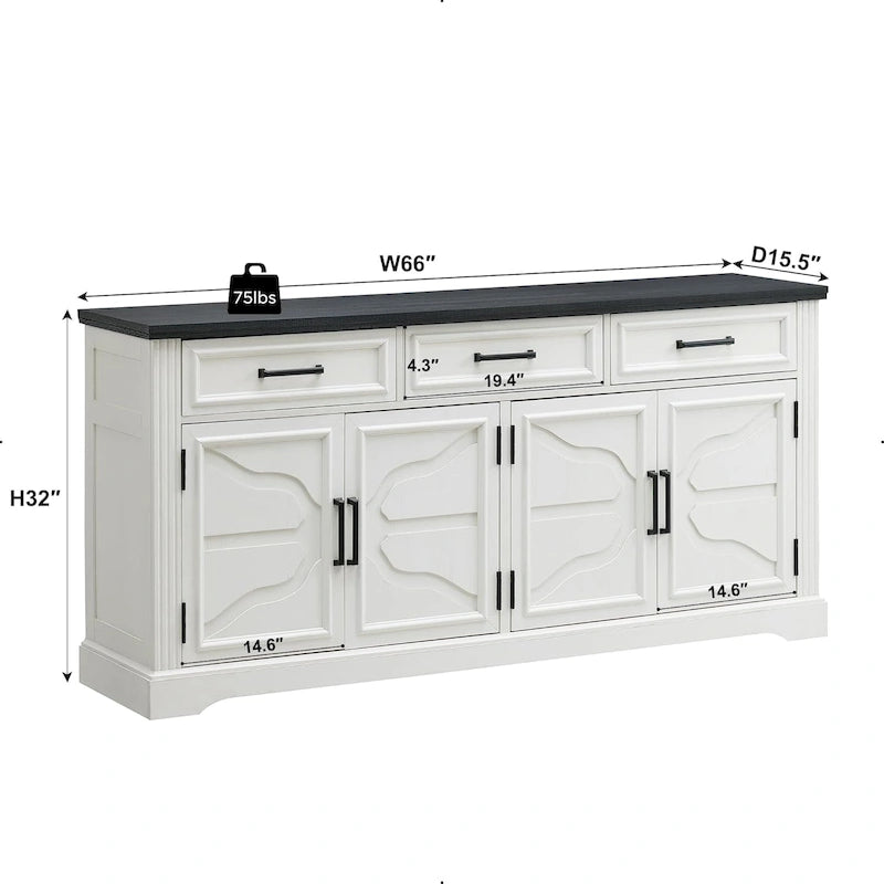 Farmhouse Buffet Sideboard Cabinet,Coffee Bar Wine Bar for Dining Room - N/A 3