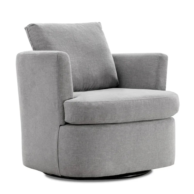 Modern Chenille Upholstered Swivel Accent Barrel Chair Set Modern Swivel Armchair for Living Room 38