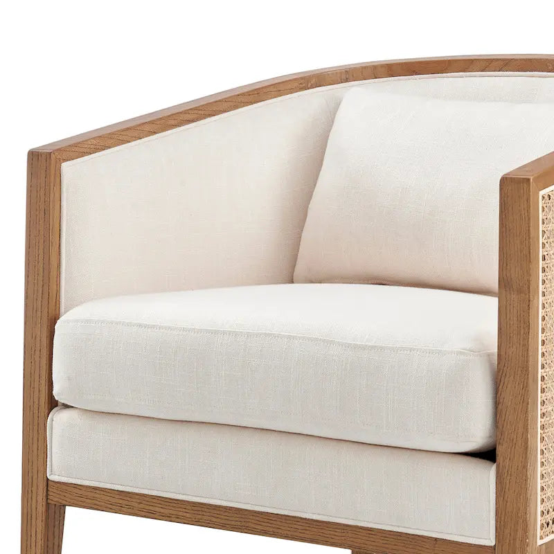 Tillman Linen Accent Arm Chair with Rattan 21