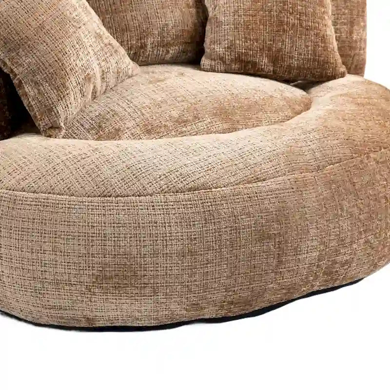 Chenille High Back Lazy Sofa with 3 Pillows and Oversized Bean Bag Chair 30