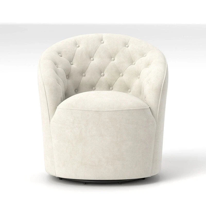 Velvet Upholstered 360 Degree Swivel Barrel Chair with Button Tufted Back 3