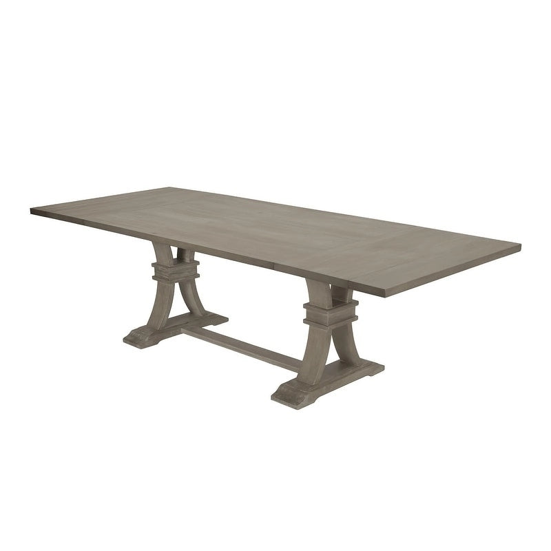 Set da pranzo allungabile Best Quality Furniture da 9 pezzi, in stile rustico grigio 3