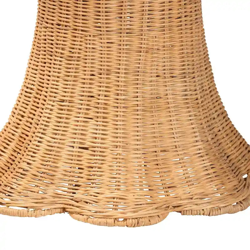 Avalon Scallop Natural Rattan Side Table - Handwoven Wicker Table with Skirted Base, Coastal Style for Living Room or Hallway 5