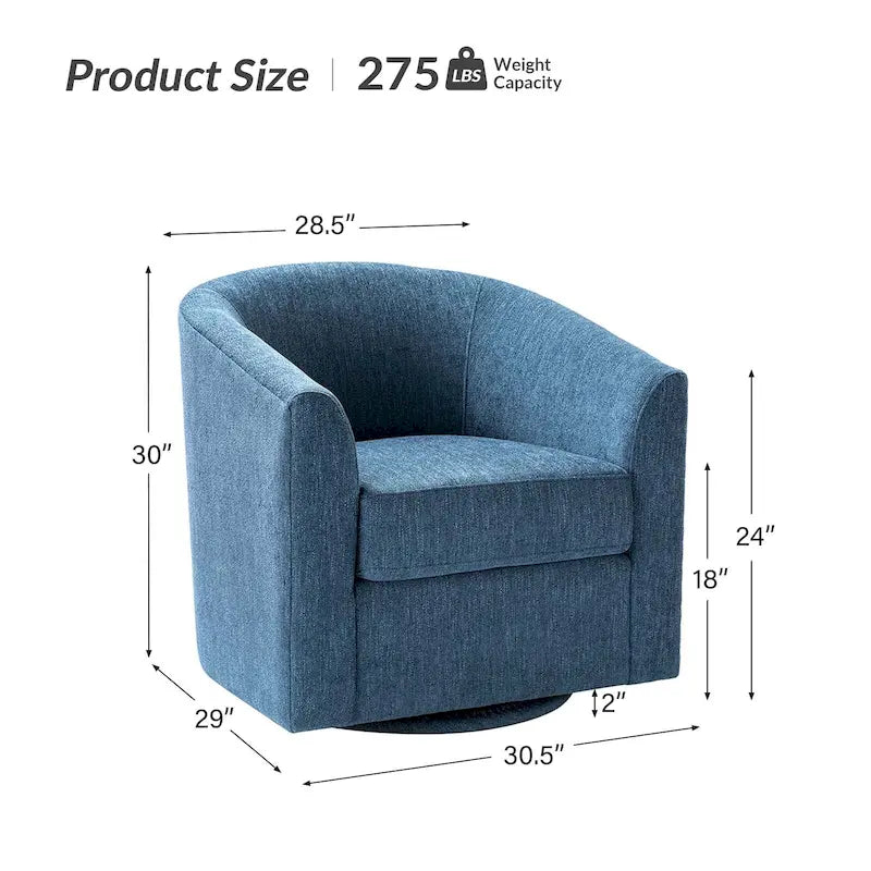 Cuenca Modern Upholstered Barrel Chair with Swivel Base 25