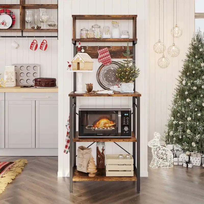 Scaffale da cucina per fornaio da 60 pollici con credenza 8 ganci laterali 9