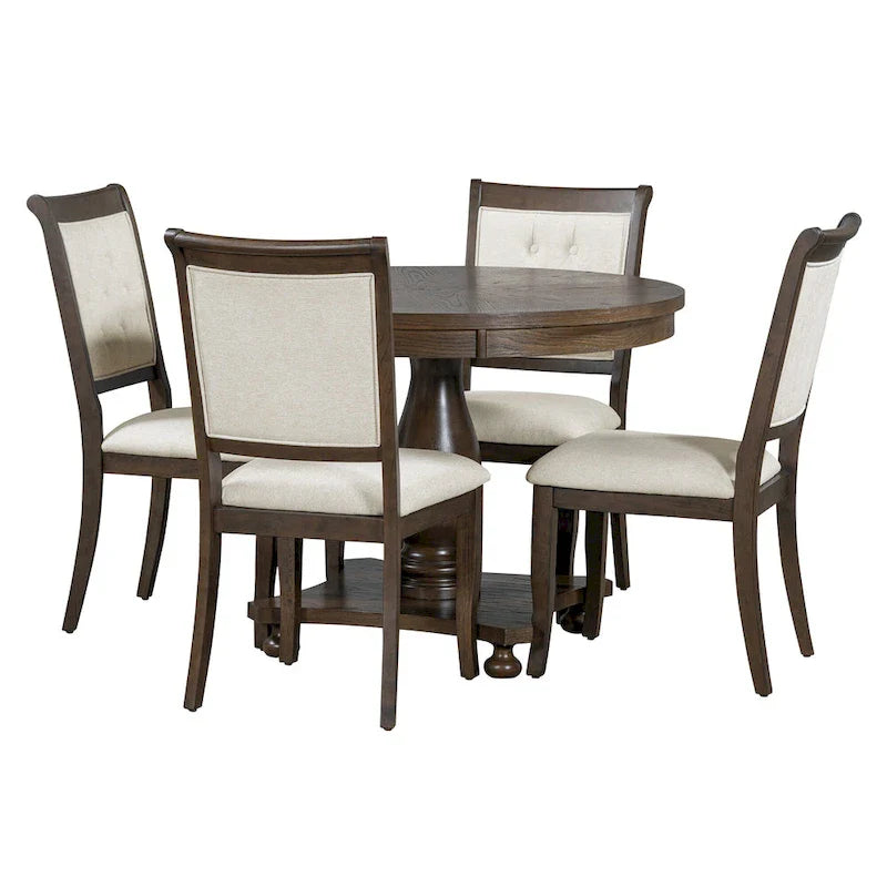 Set da pranzo da 5 pezzi Lak Retro con sedie imbottite di GDFStudio 30