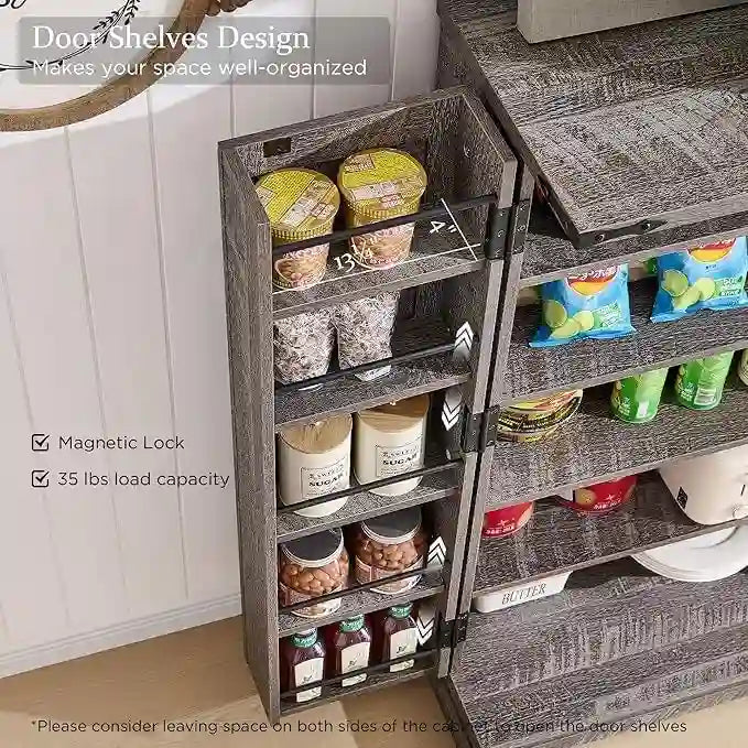 47 Armadietto da Cucina Dispensa, Mobile Contenitore con Ante Scorrevoli Stile Fienile - N/D 29