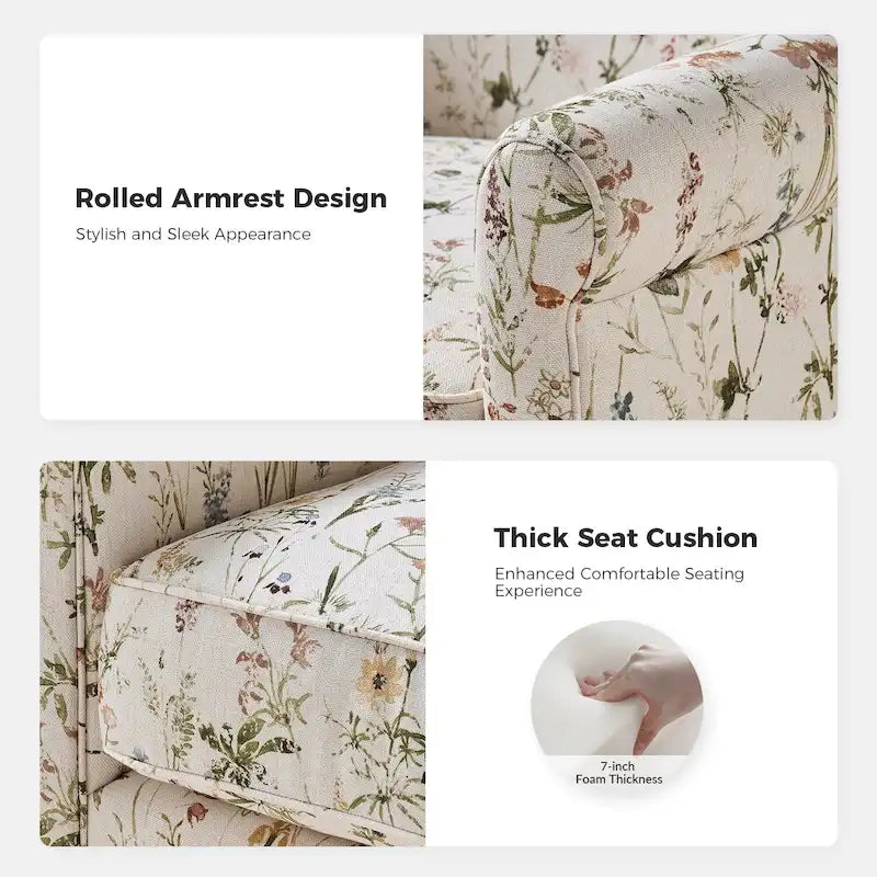 Georg Comfortable Floral Fabric Swivel Rocker Chair with Rolled Armrest by HULALA HOME 34