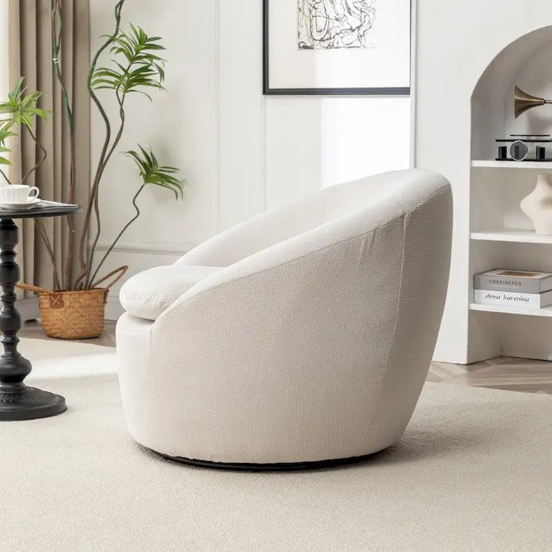 Swivel Barrel Chair - 360° Rotation - Boucle Fabric 18