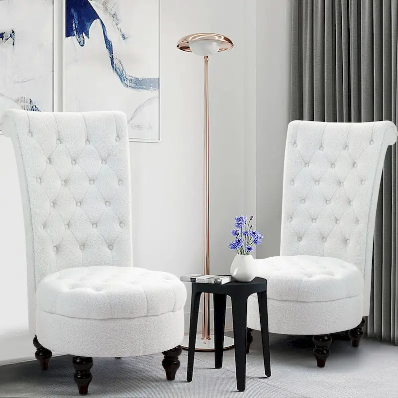 AVAWING Set of 2 Throne Royal Chair Thick Padding and Rubberwood Legs 19