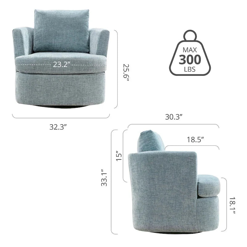 Modern Chenille Upholstered Swivel Accent Barrel Chair Set Modern Swivel Armchair for Living Room 23