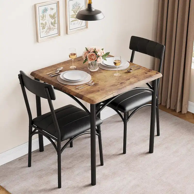 Dining Table Set for 2, Kitchen Table with Upholstered Chairs for 2 9