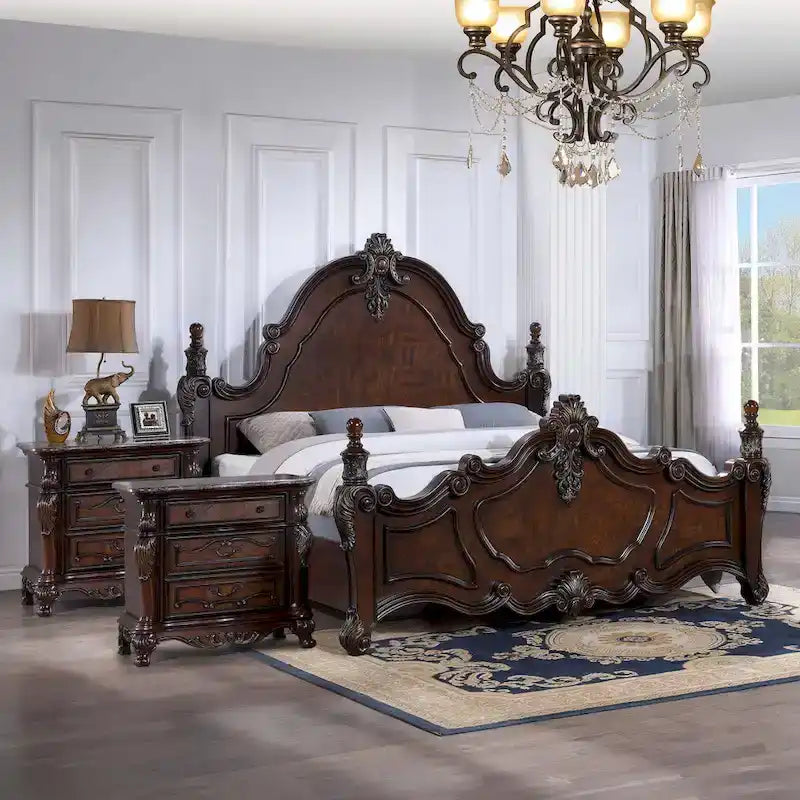 Furniture of America Eugene Set Camera da Letto Tradizionale 3 Pezzi in Legno di Ciliegio Scuro con Pannelli 13