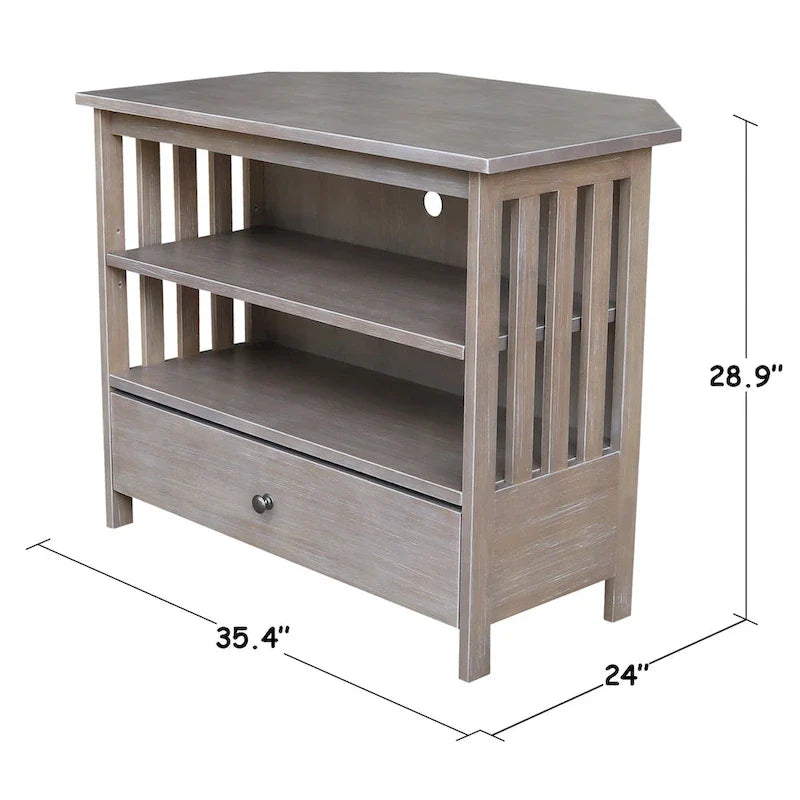 Solid Hardwood Mission Corner TV Stand 34