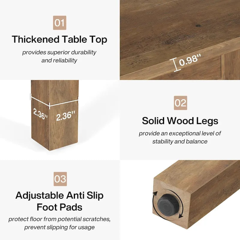 39.4 Inches Square 2-4 People Dining Table with Solid Wood Legs for Living Room Dining Room 22