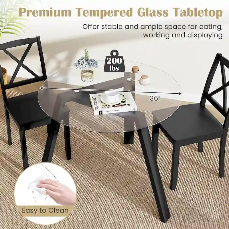 Costway 36 Round Glass Dining Table for 4 with Tempered Glass - See Details 22