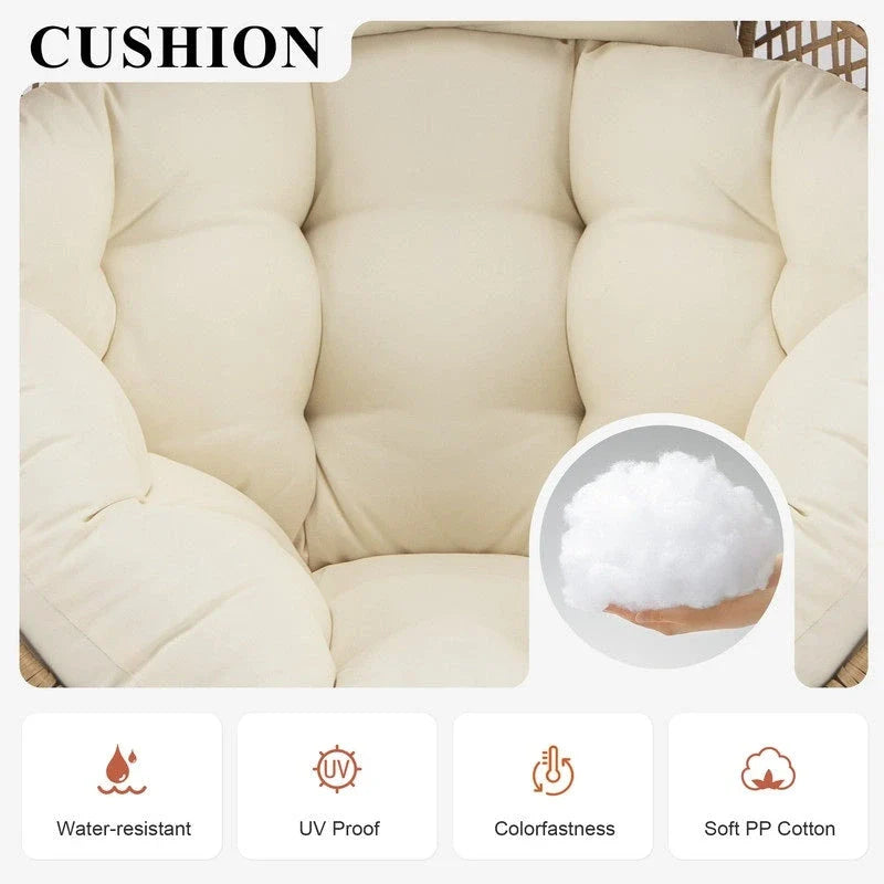 FINCATI Indoor Eggs Chair, 440 lbs Egg Chair Outdoor, Oversized Egg Chair with Ottoman, Luxury Cozy Egg Chair with Foot Rest 25
