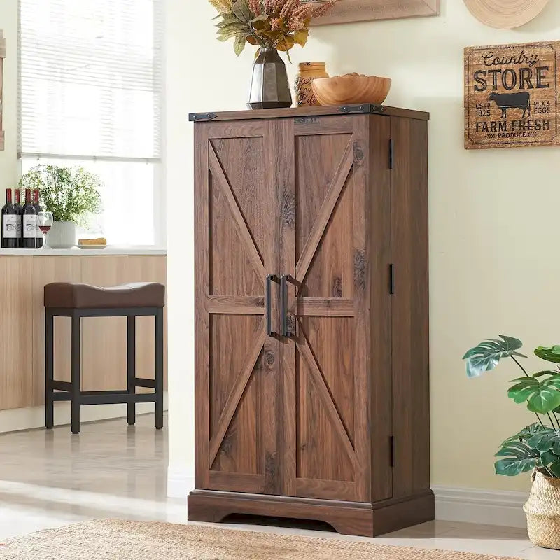 47 Armadietto da Cucina Dispensa, Mobile Contenitore con Ante Scorrevoli Stile Fienile - N/D 10