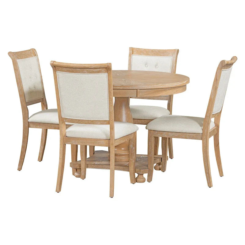 Set da pranzo da 5 pezzi Lak Retro con sedie imbottite di GDFStudio 16