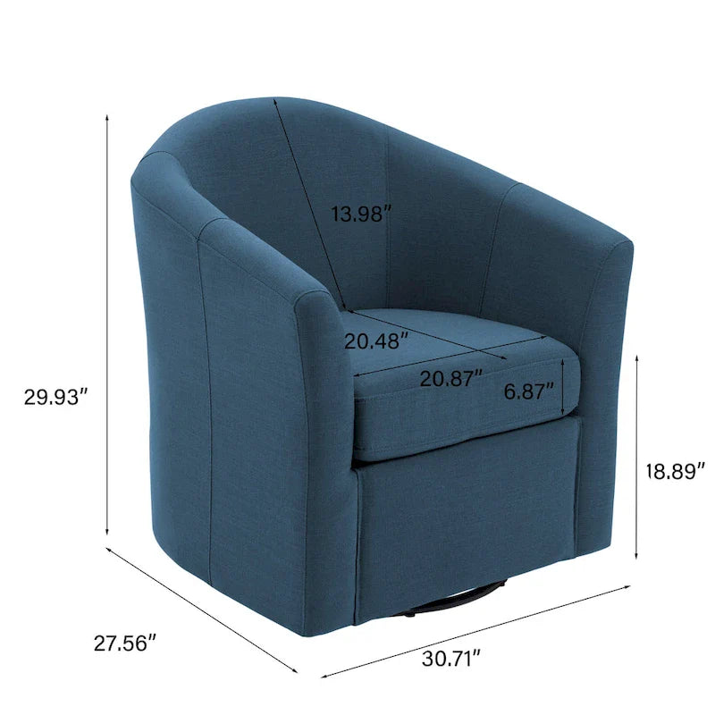 Set of 2 Modern Upholstered Swivel Barrel Chair Living Room Accent Chair 32