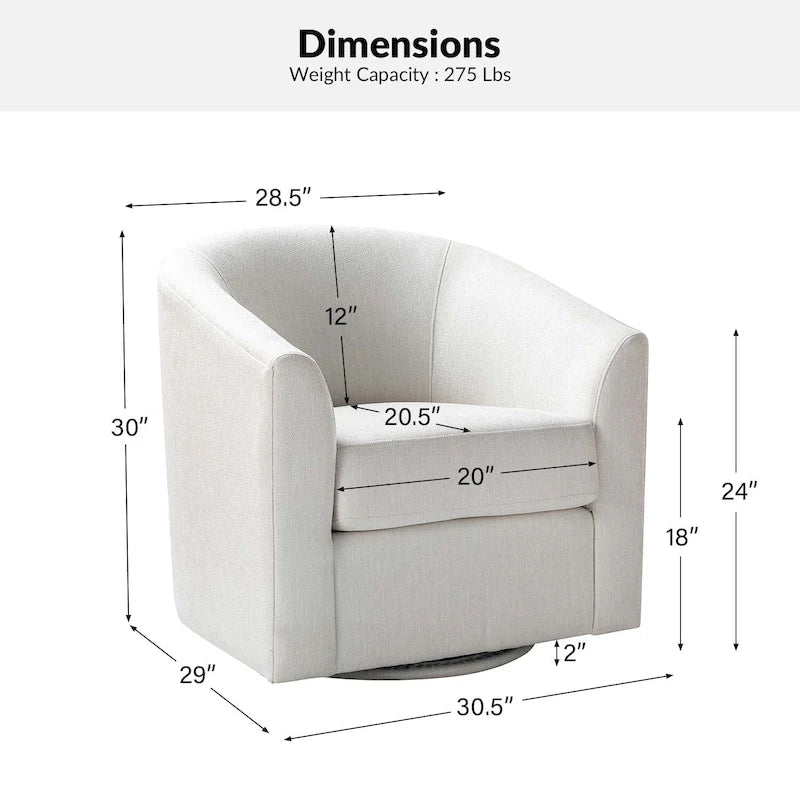 Cuenca Modern Upholstered Barrel Chair with Swivel Base 37