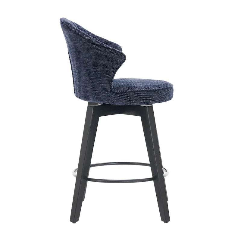 Swivel Bar Stools Set of 2, Upholstered Dining Room Chairs with Wide Backrest, Counter Height Chair with Metal Legs 13