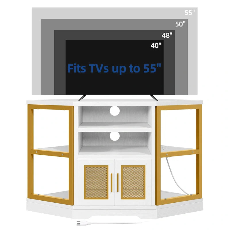 Farmhouse Corner TV Stand Entertainment Center Media Console for TVs up to 55 with Power Outlet 29