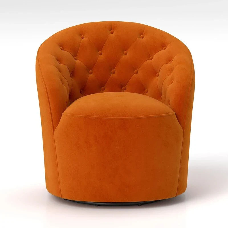 Velvet Upholstered 360 Degree Swivel Barrel Chair with Button Tufted Back 9