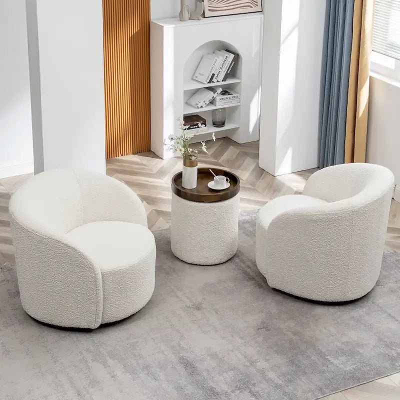 KINWELL 34 Wide Upholstered Swivel Accent Barrel Chair (Set of 2) 16