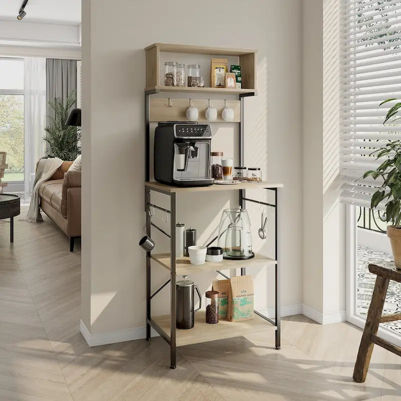 Scaffale da cucina per fornaio da 60 pollici con credenza 8 ganci laterali 28