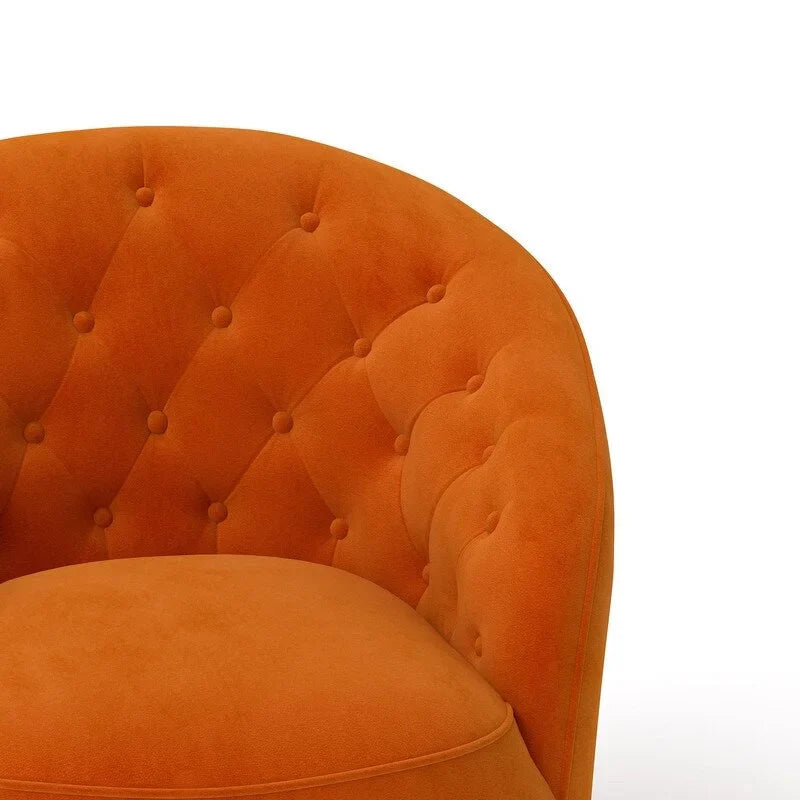 Velvet Upholstered 360 Degree Swivel Barrel Chair with Button Tufted Back 15