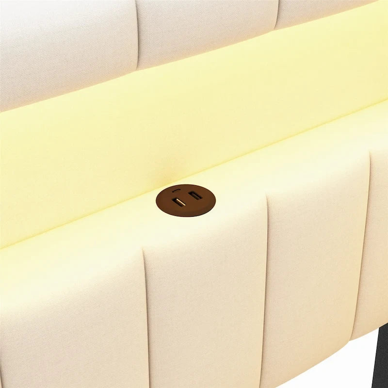 Upholstered Platform Bed with USB Ports & LED Lighting - Full/Twin Size Bed Frame with 2 Storage Drawers - Modern Bedroom 11