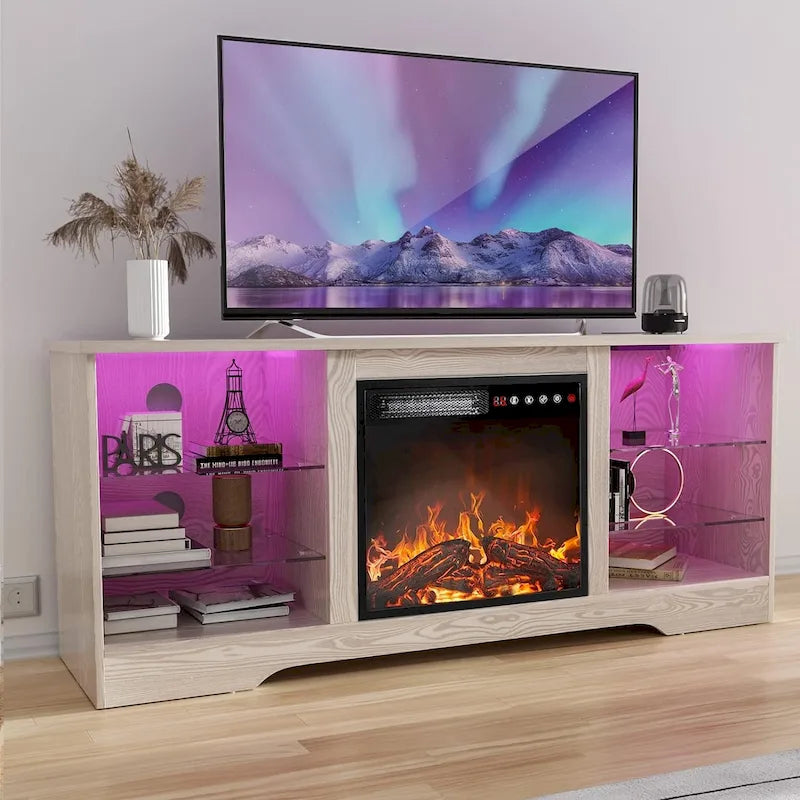 Bossin 58 Fireplace TV Stand with 18 Electric Fireplace,Modern Entertainment Center for 65 TVs,TV Console 9