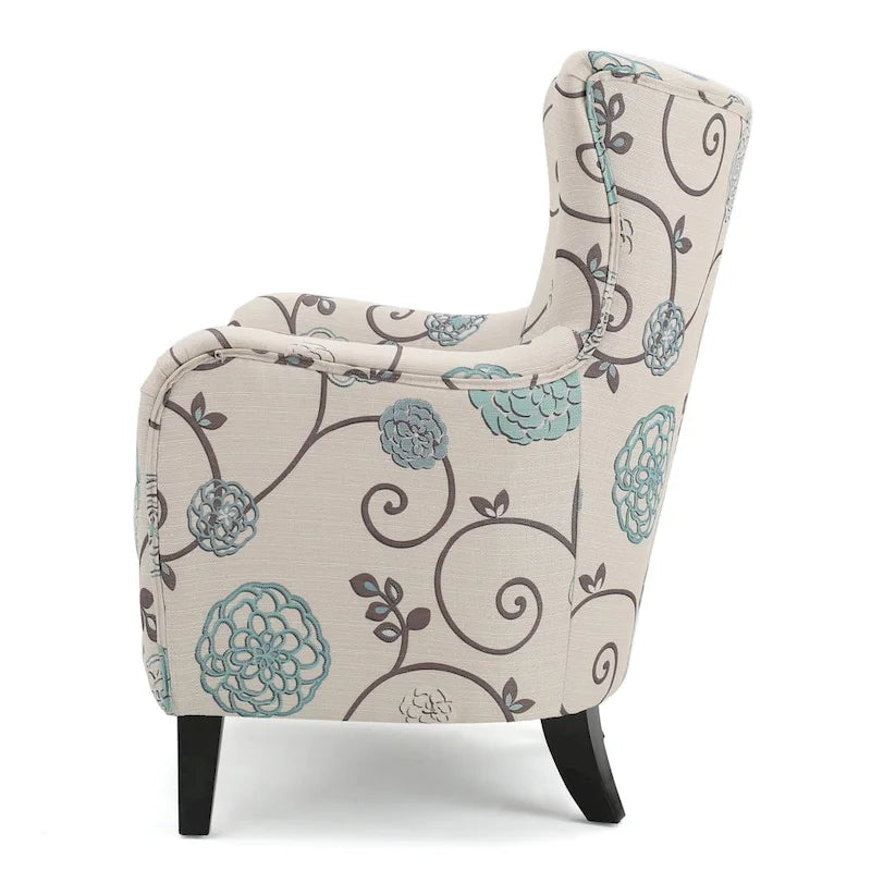 Modern Retro 30.25 High Back Upholstered Arm Chair with Wood Legs for Living Room 19