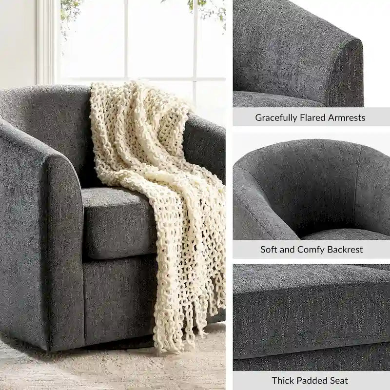 Cuenca Modern Upholstered Barrel Chair with Swivel Base 9
