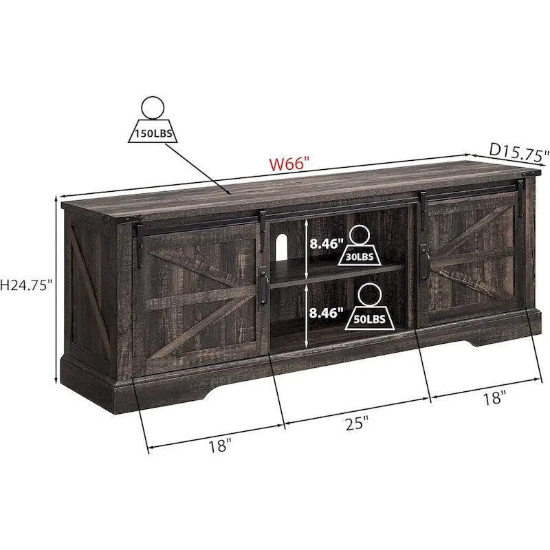 Farmhouse Wood TV Stand, Rustic Entertainment Center, Console Cabinet - n/a 14