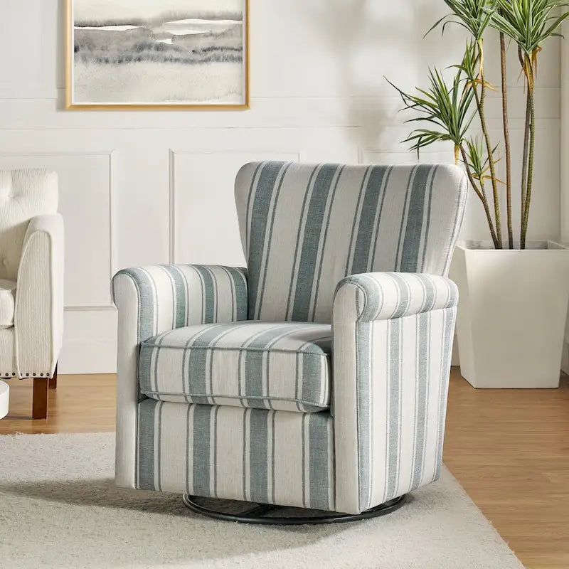 Georg Comfortable Floral Fabric Swivel Rocker Chair with Rolled Armrest by HULALA HOME 40