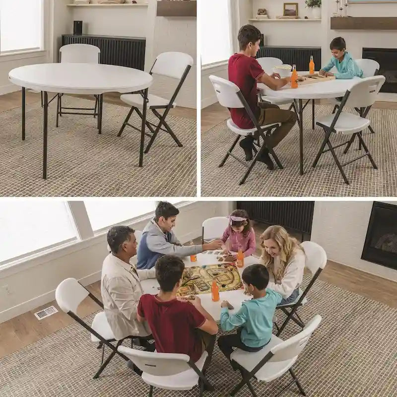 Lifetime 48 inch Round Nesting Table, Indoor/Outdoor Light Commercial Grade, White 9