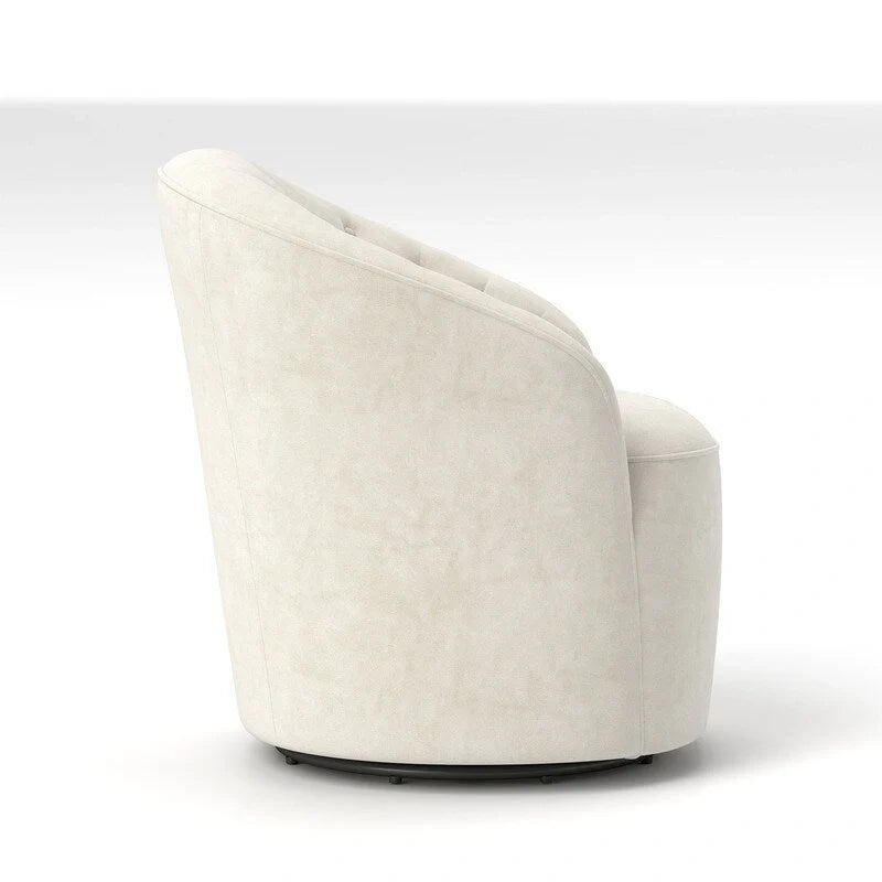 Velvet Upholstered 360 Degree Swivel Barrel Chair with Button Tufted Back 36