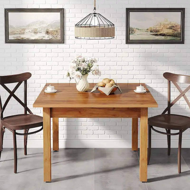 39.4 Inches Square 2-4 People Dining Table with Solid Wood Legs for Living Room Dining Room 6