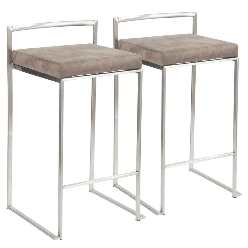 Sgabello da bancone impilabile in acciaio inossidabile completamente saldato Silver Orchid Forrest (set di 2) 18
