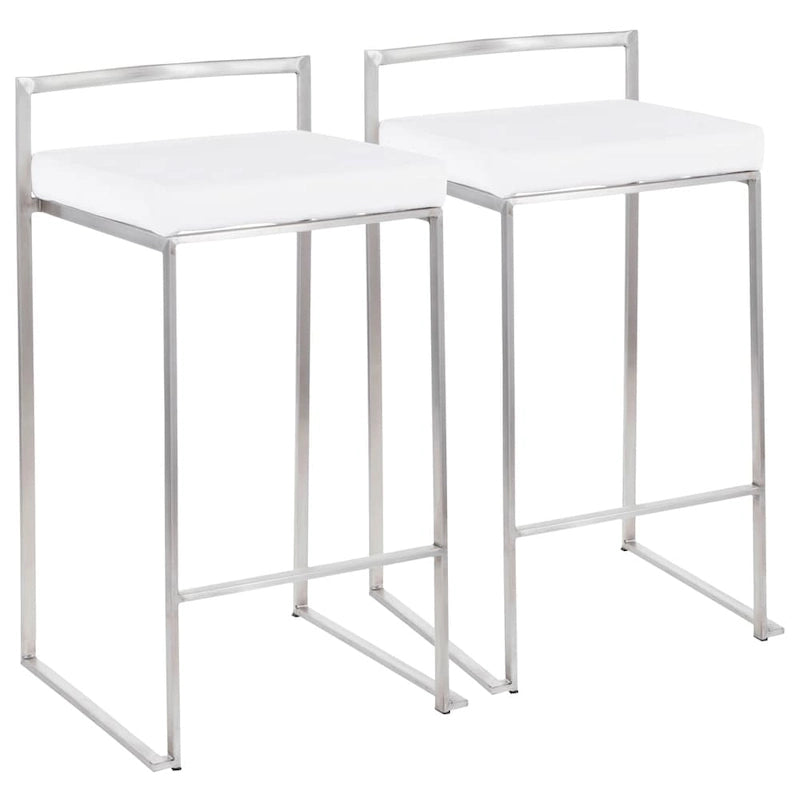 Sgabello da bancone impilabile in acciaio inossidabile completamente saldato Silver Orchid Forrest (set di 2) 24