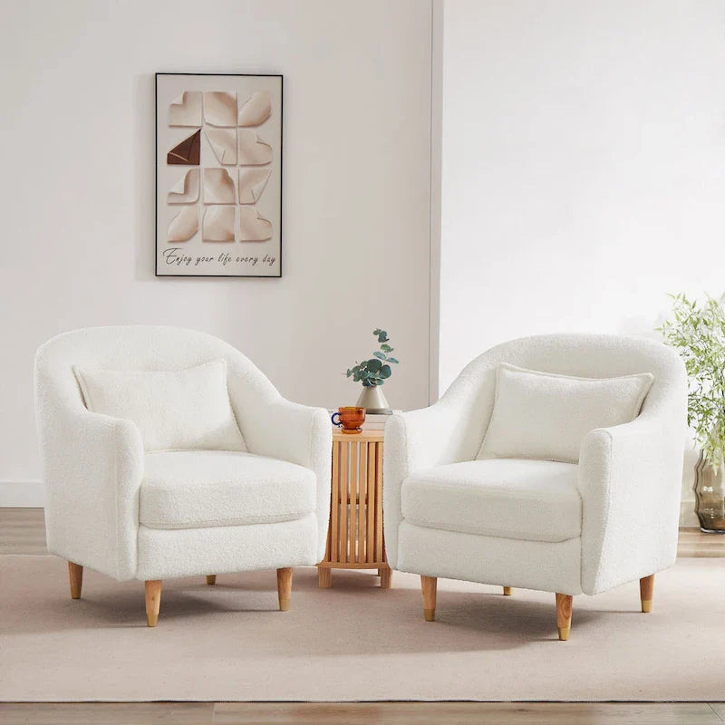 28.34W Set Of 2 Accent Armchair, Velvet Barrel Chair with Solid Wood Legs 9