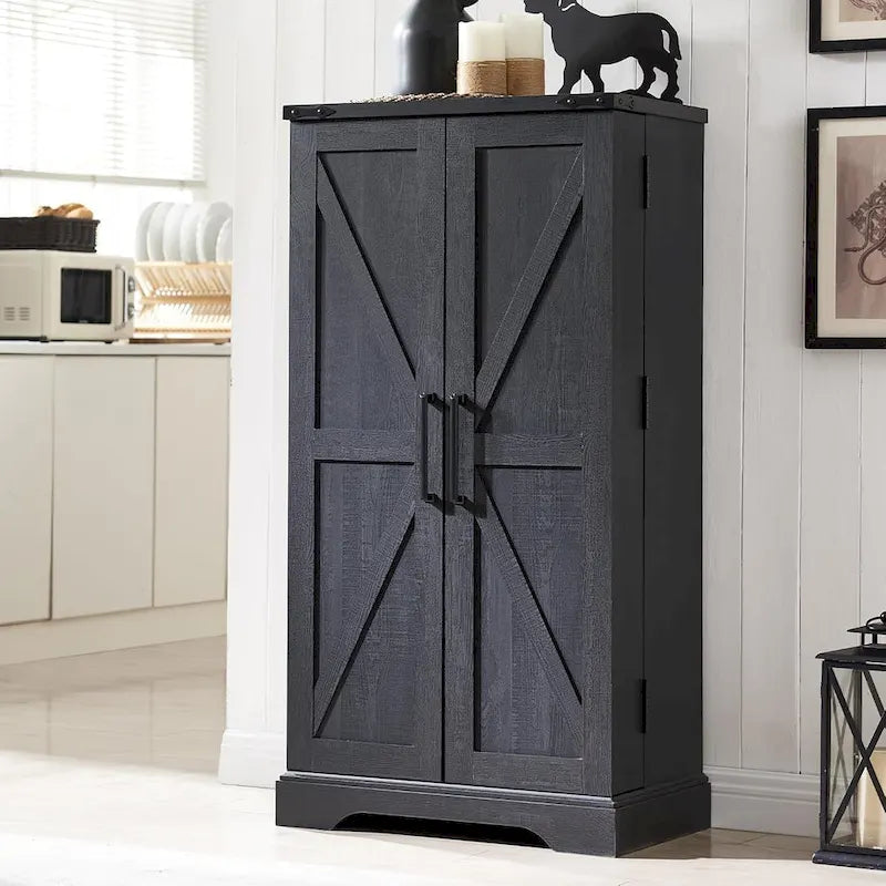 47 Armadietto da Cucina Dispensa, Mobile Contenitore con Ante Scorrevoli Stile Fienile - N/D 13