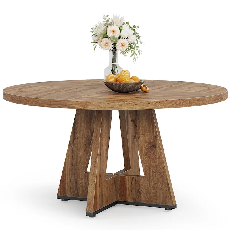 47 Inch Round Dining Table for 4, Wood Farmhouse Dinner Dinning Table for Kitchen Dining Living Room 13